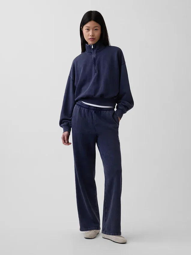 Pullover oversize Vintagesoft con mezza zip e scollo a V