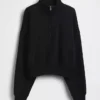 Pullover oversize Vintagesoft con mezza zip e scollo a V