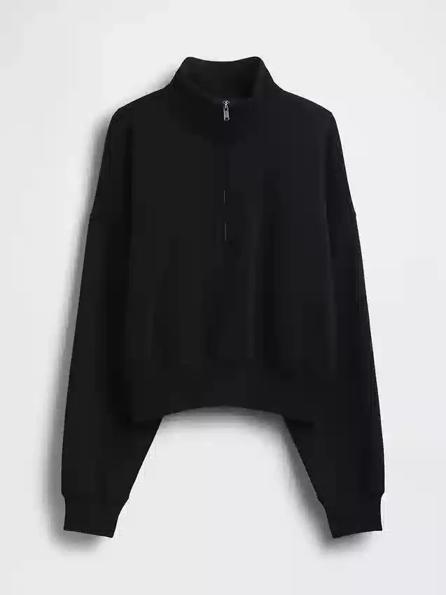 Pullover oversize Vintagesoft con mezza zip e scollo a V