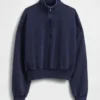 Pullover oversize Vintagesoft con mezza zip e scollo a V