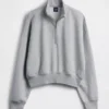 Pullover oversize Vintagesoft con mezza zip e scollo a V