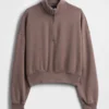 Pullover oversize Vintagesoft con mezza zip e scollo a V