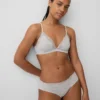 Reggiseno a triangolo in cotone elasticizzato biologico con bordi in pizzo