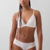 Reggiseno a triangolo in cotone elasticizzato biologico con bordi in pizzo