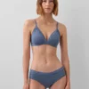 Reggiseno a triangolo in cotone elasticizzato biologico con bordi in pizzo
