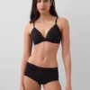 Reggiseno a triangolo in cotone elasticizzato biologico con bordi in pizzo