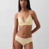 Reggiseno a triangolo in cotone elasticizzato biologico con bordi in pizzo