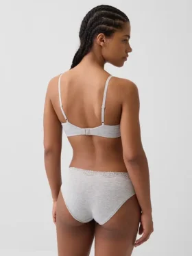 Reggiseno a triangolo in cotone elasticizzato biologico con bordi in pizzo