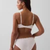 Reggiseno a triangolo in cotone elasticizzato biologico con bordi in pizzo