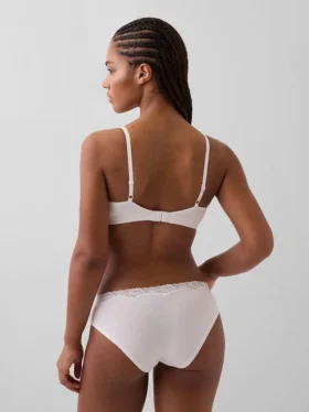 Reggiseno a triangolo in cotone elasticizzato biologico con bordi in pizzo