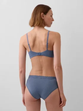 Reggiseno a triangolo in cotone elasticizzato biologico con bordi in pizzo