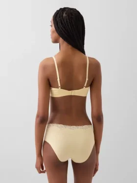 Reggiseno a triangolo in cotone elasticizzato biologico con bordi in pizzo