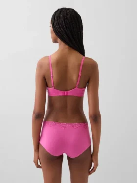 Reggiseno a triangolo in cotone elasticizzato biologico con bordi in pizzo
