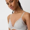 Reggiseno a triangolo in cotone elasticizzato biologico con bordi in pizzo
