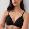 Reggiseno a triangolo in cotone elasticizzato biologico con bordi in pizzo