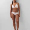 Reggiseno a triangolo in cotone elasticizzato biologico con bordi in pizzo