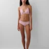 Reggiseno a triangolo in cotone elasticizzato biologico con bordi in pizzo