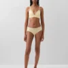 Reggiseno a triangolo in cotone elasticizzato biologico con bordi in pizzo
