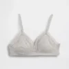 Reggiseno a triangolo in cotone elasticizzato biologico con bordi in pizzo