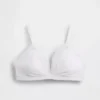 Reggiseno a triangolo in cotone elasticizzato biologico con bordi in pizzo