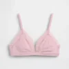 Reggiseno a triangolo in cotone elasticizzato biologico con bordi in pizzo