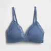 Reggiseno a triangolo in cotone elasticizzato biologico con bordi in pizzo