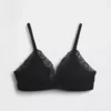 Reggiseno a triangolo in cotone elasticizzato biologico con bordi in pizzo