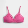Reggiseno a triangolo in cotone elasticizzato biologico con bordi in pizzo