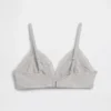 Reggiseno a triangolo in cotone elasticizzato biologico con bordi in pizzo