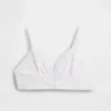 Reggiseno a triangolo in cotone elasticizzato biologico con bordi in pizzo
