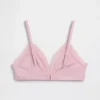 Reggiseno a triangolo in cotone elasticizzato biologico con bordi in pizzo