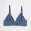 Reggiseno a triangolo in cotone elasticizzato biologico con bordi in pizzo