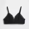 Reggiseno a triangolo in cotone elasticizzato biologico con bordi in pizzo