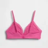 Reggiseno a triangolo in cotone elasticizzato biologico con bordi in pizzo
