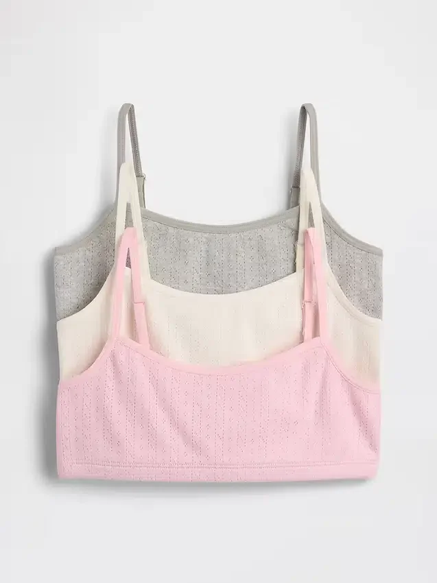Reggiseno in cotone biologico a maglia pointelle per bambini (confezione da 3)