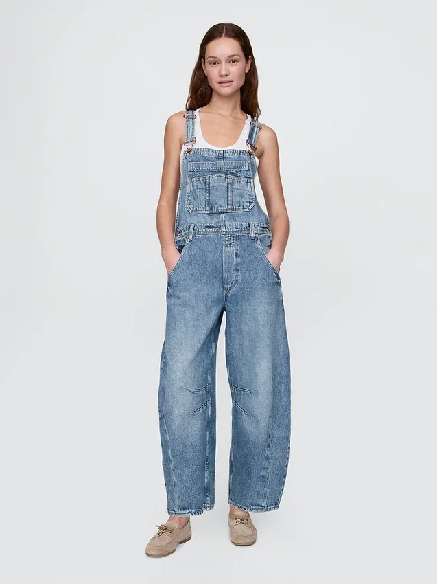 Salopette a ferro di cavallo in denim ultrasoft