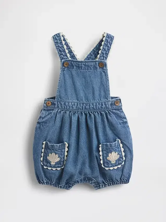 Salopette a palloncino in denim con tasche a bustina per neonati