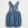 Salopette a palloncino in denim con tasche a bustina per neonati