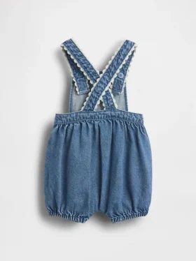 Salopette a palloncino in denim con tasche a bustina per neonati