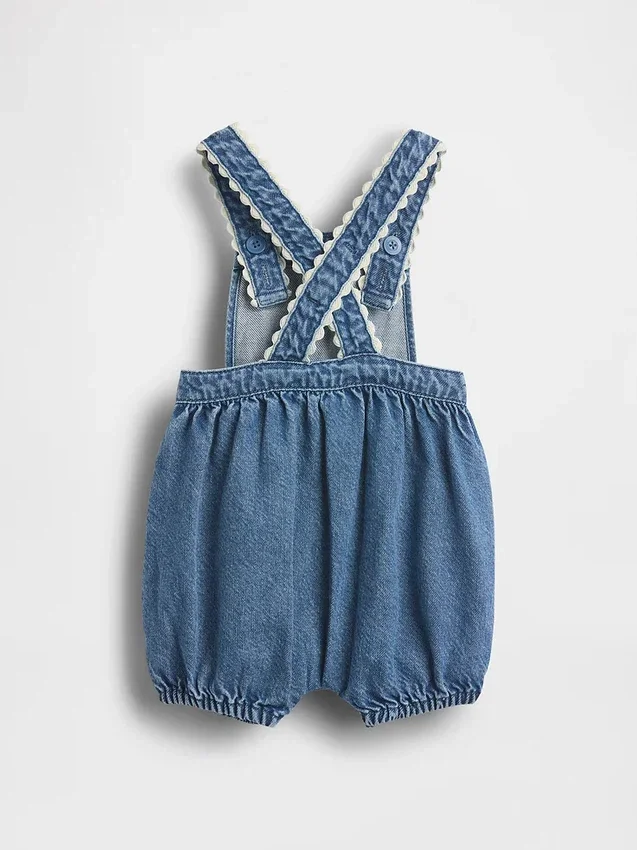 Salopette a palloncino in denim con tasche a bustina per neonati