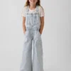 Salopette baggy a righe in denim per bambini