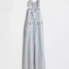 Salopette baggy a righe in denim per bambini