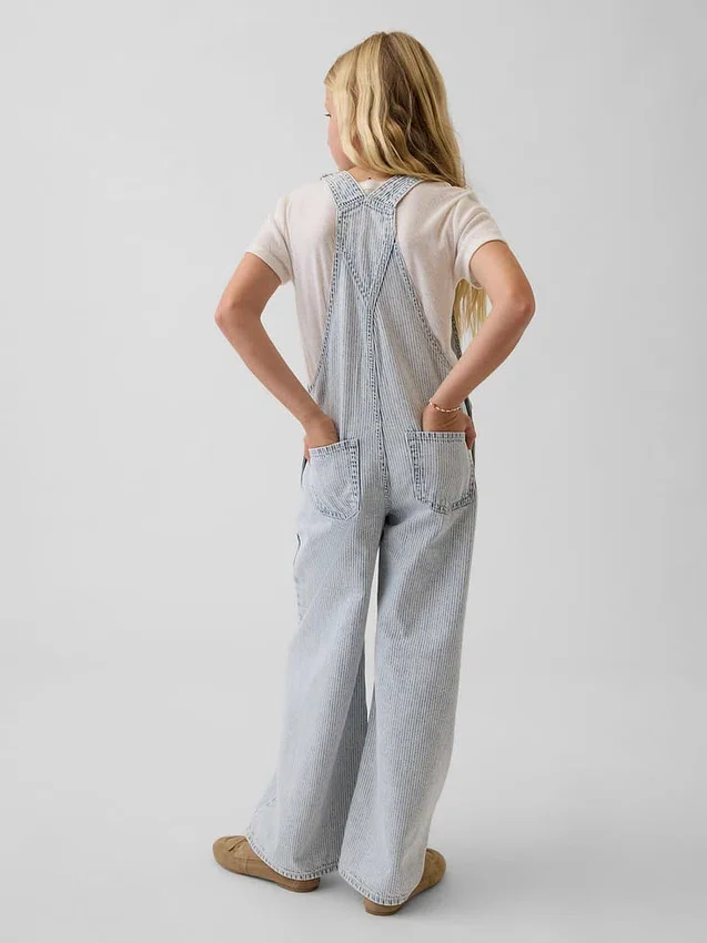Salopette baggy a righe in denim per bambini