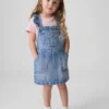 Salopette con gonna a balze in denim per neonato & bebè
