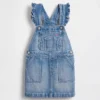 Salopette con gonna a balze in denim per neonato & bebè