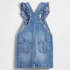 Salopette con gonna a balze in denim per neonato & bebè