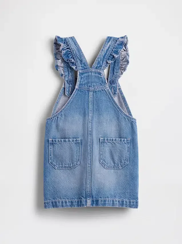 Salopette con gonna a balze in denim per neonato & bebè