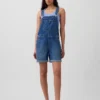 Salopette corta in denim ampio stile anni ’90