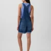 Salopette corta in denim ampio stile anni ’90