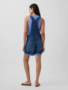 Salopette corta in denim ampio stile anni ’90